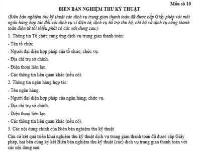 Mẫu số 10 kèm theo Nghị định 52/2024/NĐ-CP: Mẫu biên bản nghiệm thu kỹ thuật